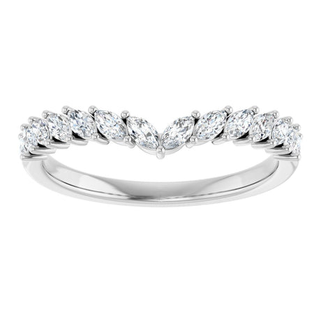 14K White Gold 3/8 CTW Natural Diamond Contour Band