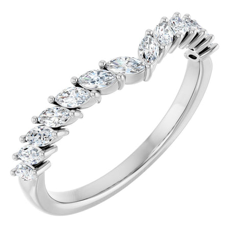 14K White Gold 3/8 CTW Natural Diamond Contour Band
