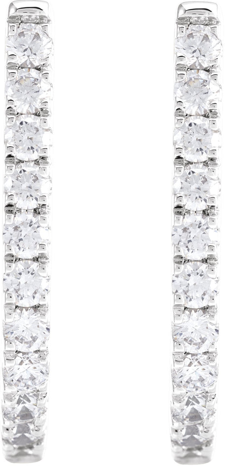 Sterling Silver 3/4 CTW Lab-Grown Diamond Hoop Earrings