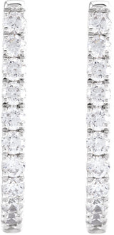 14K White Gold 3/4 CTW Lab-Grown Diamond Hoop Earrings