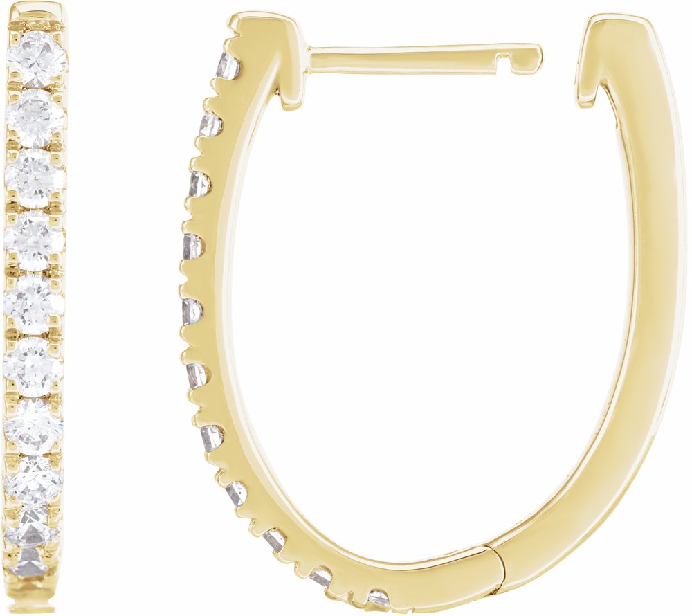 14K Yellow 3/4 CTW Lab-Grown Diamond Hoop Earrings