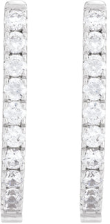 14K White 1/2 CTW Lab-Grown Diamond Hoop Earrings