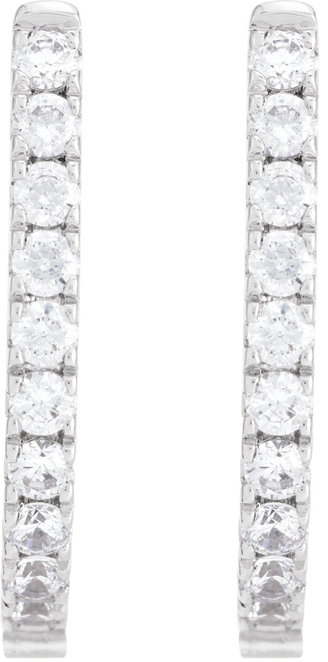 14K White 1/2 CTW Lab-Grown Diamond Hoop Earrings