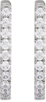 14K White 1/3 CTW Lab-Grown Diamond Hoop Earrings