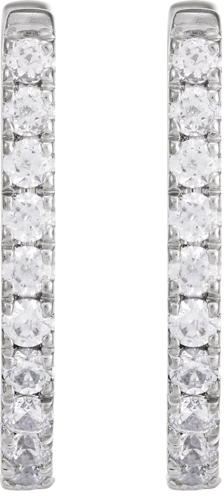14K White 1/3 CTW Lab-Grown Diamond Hoop Earrings
