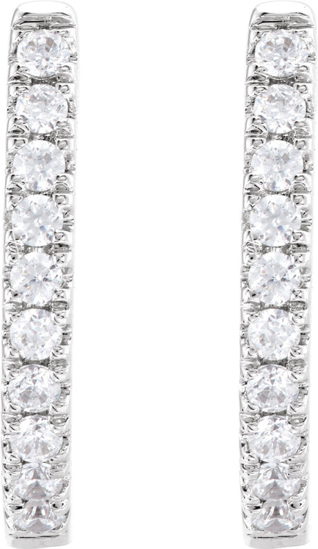 14K White 1/6 CTW Lab-Grown Diamond Hoop Earrings