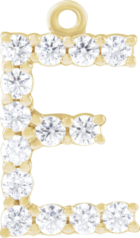 14K Yellow 1/5 CTW Lab-Grown Diamond Initial E Dangle