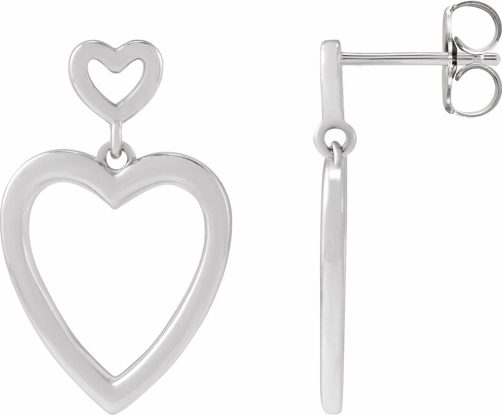 Sterling Silver Dangle Heart Earrings