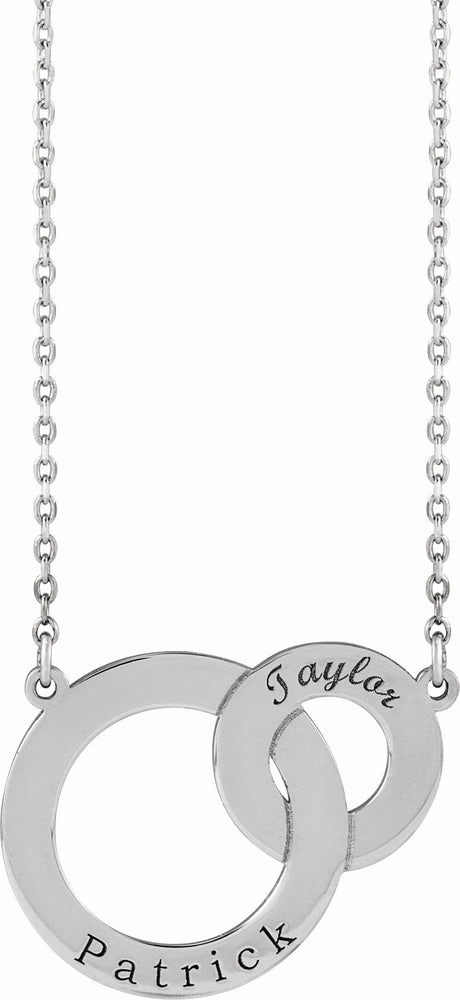 14K White Gold Engravable Interlocking Circles 18" Necklace