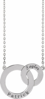 14K White Gold Engravable Interlocking Circles 18" Necklace