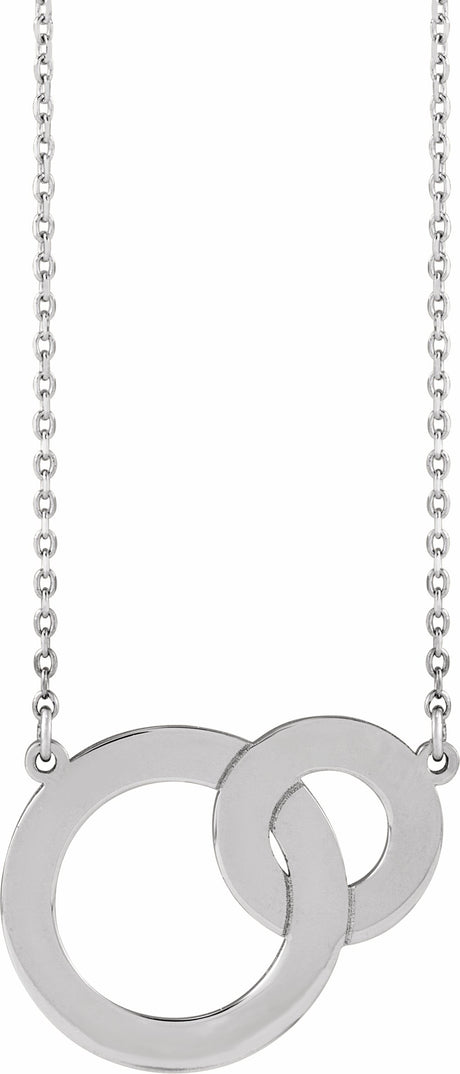 14K White Gold Engravable Interlocking Circles 18" Necklace