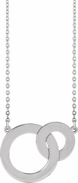 14K White Gold Engravable Interlocking Circles 18" Necklace