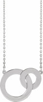 14K White Gold Engravable Interlocking Circles 18" Necklace