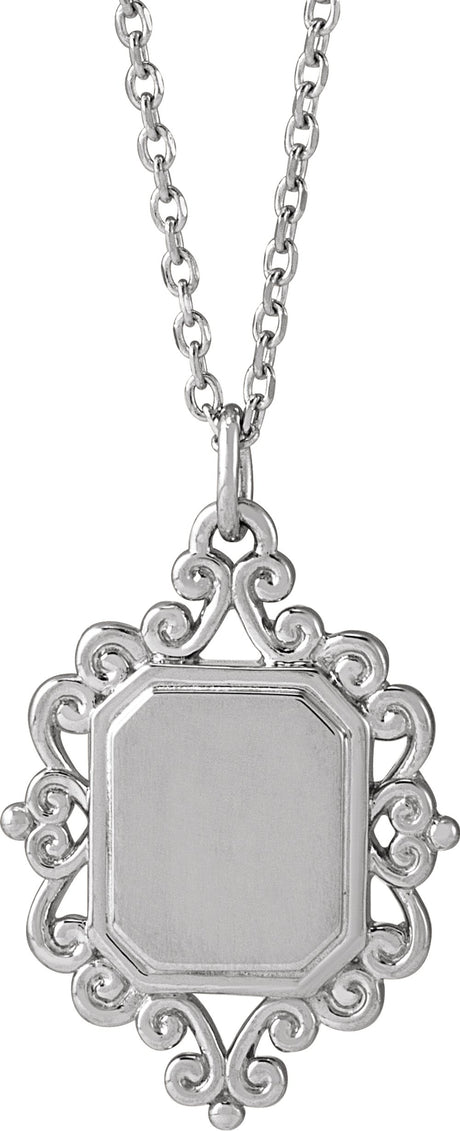 Sterling Silver Engravable Scroll 16-18" Necklace