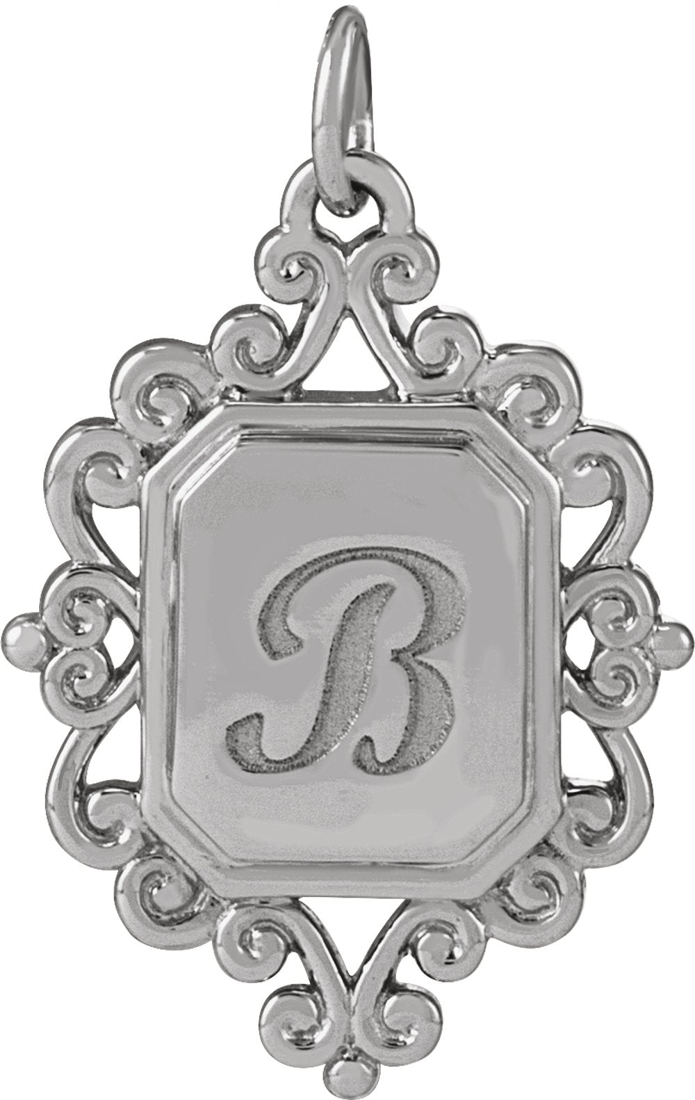 Sterling Silver Engravable Scroll Pendant