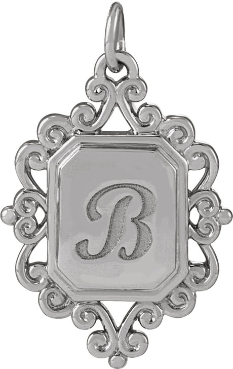 Sterling Silver Engravable Scroll Pendant