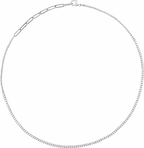 14K White Gold 3 1/5 CTW Natural Diamond Adjustable 15-18" Necklace