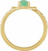 14K Yellow Natural Green Chrysoprase Snake Ring