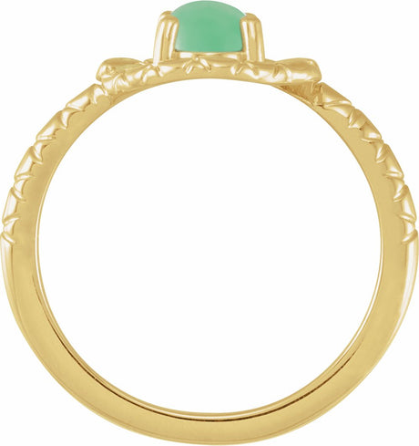 14K Yellow Natural Green Chrysoprase Snake Ring