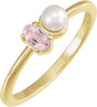 14K Yellow Natural Morganite & Cultured White Akoya Pearl Ring