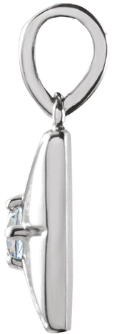 14K White Gold Natural Diamond Charm/Pendant