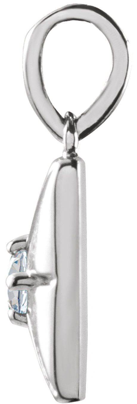 14K White Gold Natural Diamond Charm/Pendant