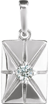 14K White Gold Natural Diamond Charm/Pendant