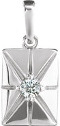 14K White Gold Natural Diamond Charm/Pendant