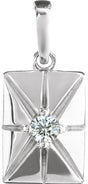 14K White Natural Diamond Charm/Pendant