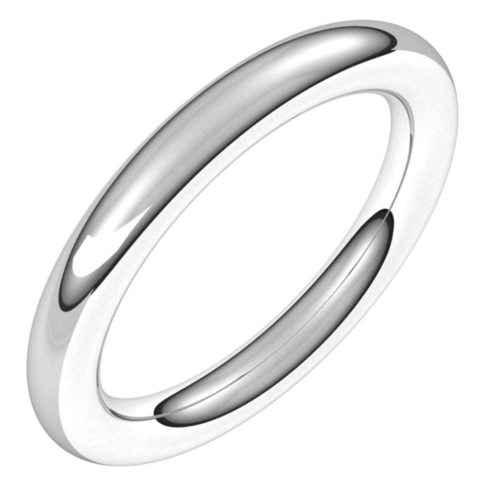 14K White 3 mm Comfort-Fit Full Round Band Size 7