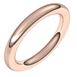 14K Rose 3 mm Comfort-Fit Full Round Band Size 8