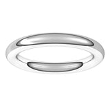 18K White 3 mm Full Round Comfort-Fit Band
