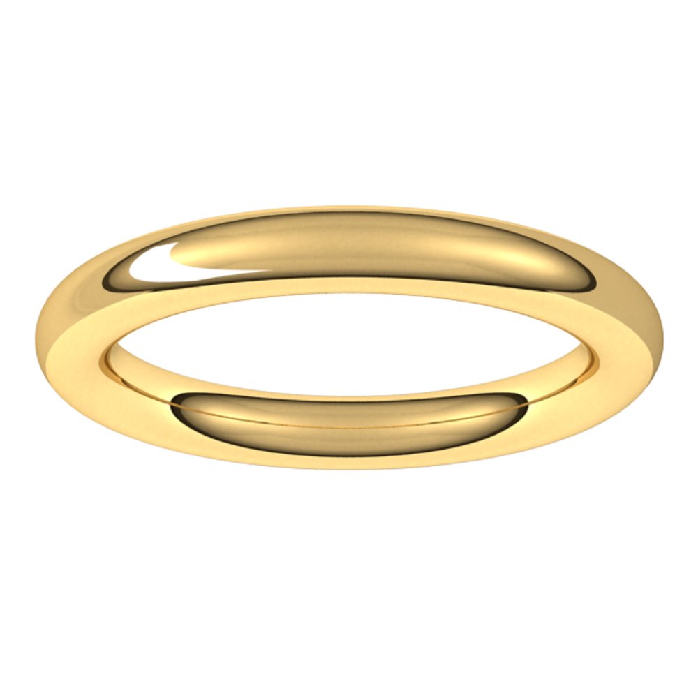 18K Yellow 3 mm Full Round Comfort-Fit Band