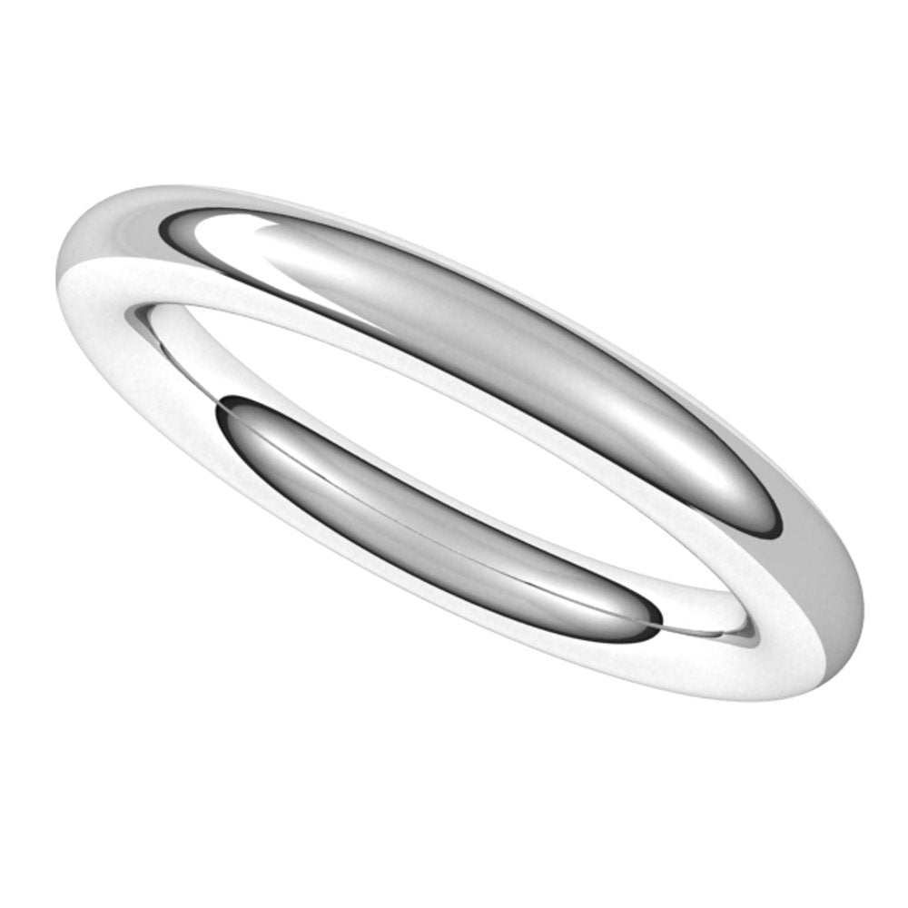 14K White 3 mm Comfort-Fit Full Round Band Size 7
