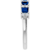 14K White Gold 1/5 CTW Natural Diamond and Natural Blue Sapphire Anniversary Band