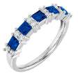 14K White 1/5 CTW Natural Diamond and Natural Blue Sapphire Anniversary Band