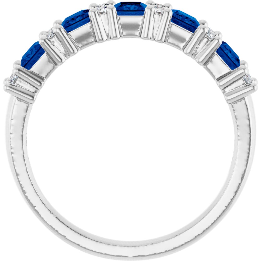 14K White 1/5 CTW Natural Diamond and Natural Blue Sapphire Anniversary Band