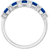 14K White 1/5 CTW Natural Diamond and Natural Blue Sapphire Anniversary Band