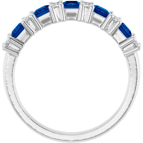 14K White 1/5 CTW Natural Diamond and Natural Blue Sapphire Anniversary Band