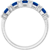 14K White Gold 1/5 CTW Natural Diamond and Natural Blue Sapphire Anniversary Band