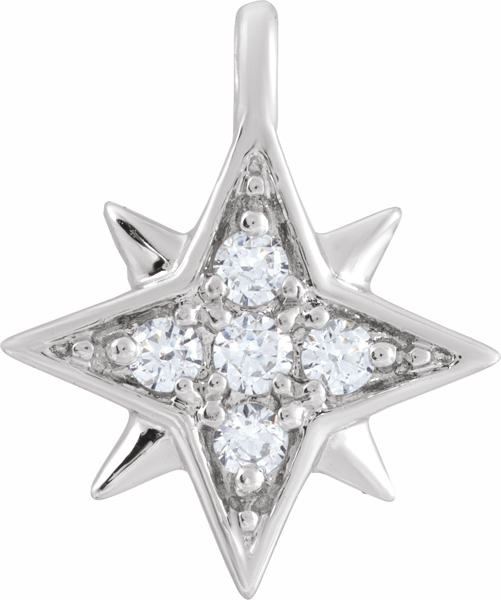 14K White .04 CTW Natural Diamond Star Dangle