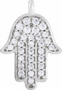 14K White 1/8 CTW Natural Diamond Hamsa Dangle