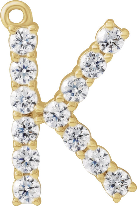 14K Yellow 1/5 CTW Lab-Grown Diamond Initial K Dangle