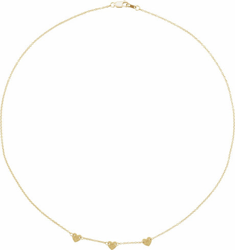 14K Yellow Gold 3-Heart Engravable Family 16" Necklace