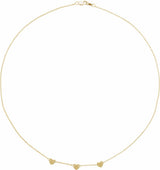 14K Yellow Gold 3-Heart Engravable Family 16" Necklace