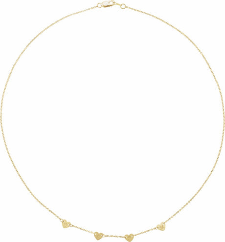 14K Yellow Gold 4-Heart Engravable Family 16" Necklace