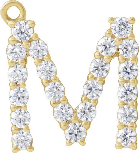 14K Yellow 1/3 CTW Lab-Grown Diamond Initial M Dangle