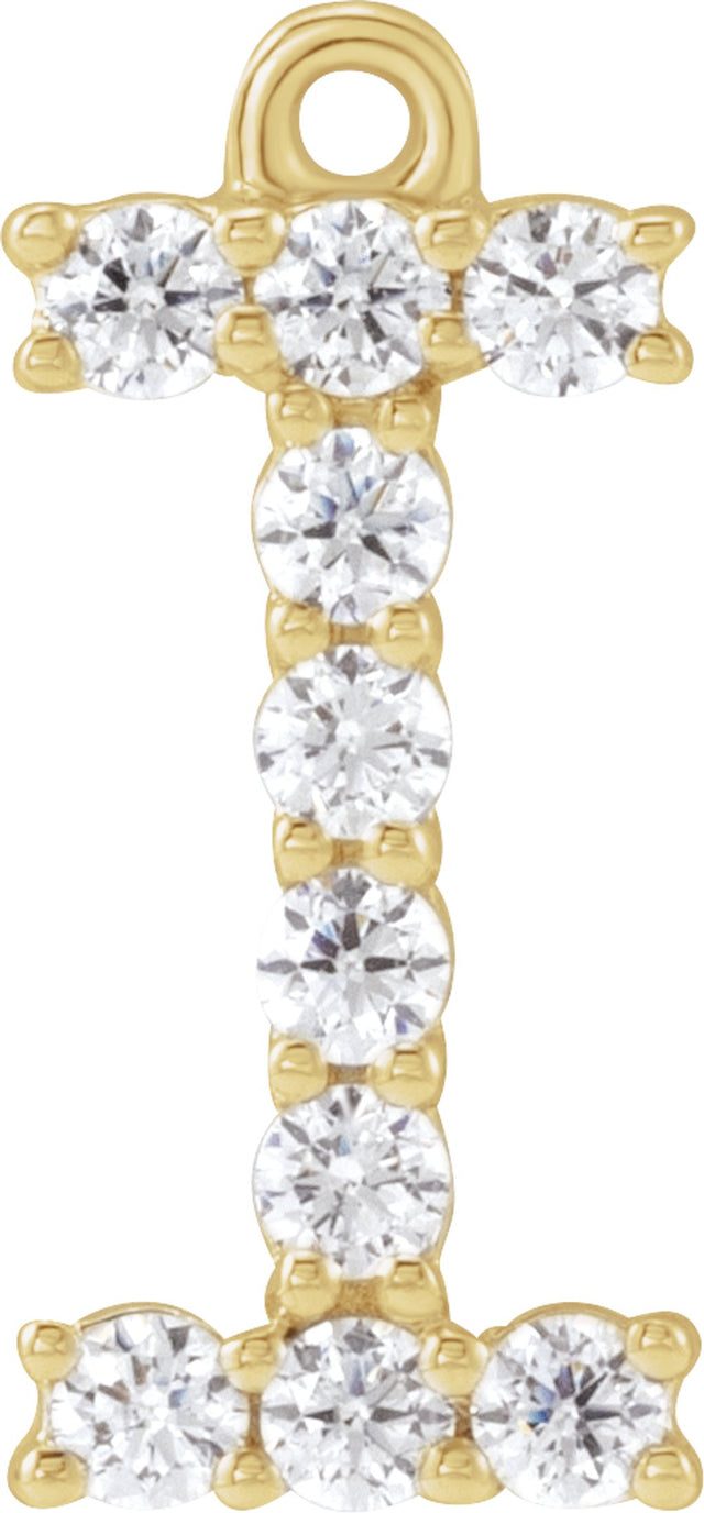 14K Yellow 1/7 CTW Lab-Grown Diamond Initial I Dangle