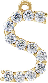14K Yellow 1/5 CTW Lab-Grown Diamond Initial S Dangle