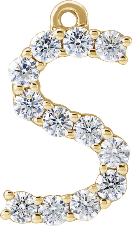 14K Yellow 1/5 CTW Lab-Grown Diamond Initial S Dangle